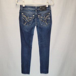 Miss Me Women's Size 26 Jeans Skinny Button Flap Pockets Studded